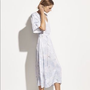 NWT Vince Blue & White Satin Midi Dress